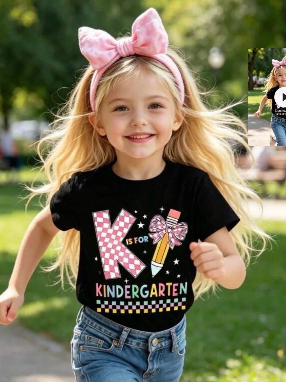 Kids Black "K is for Kindergarten" Graphic Tee - Unbranded